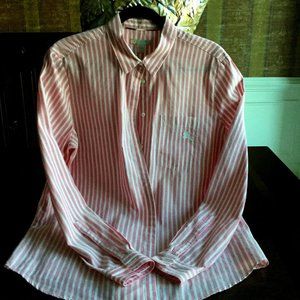 Burberry Brit Striped Long Sleeve Button Down Women's Shirt Size XL